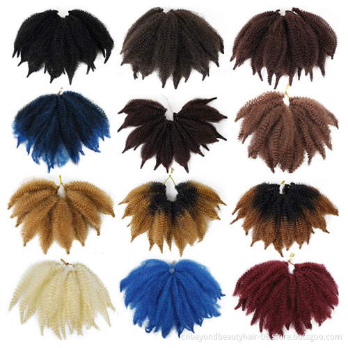 8inch Short Crochet Marley Hair Soft Afro Kinky Twist Crochet Braids Synthetic Braiding Hair Black Brown